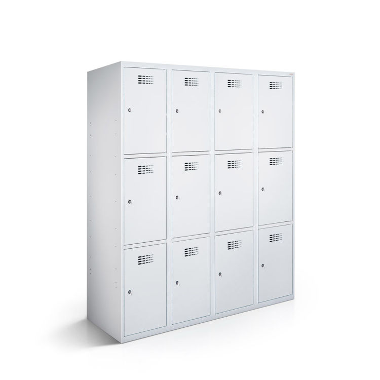 Fächerschrank 12 Fächer 4x3 mit lichtgrauem Korpus
