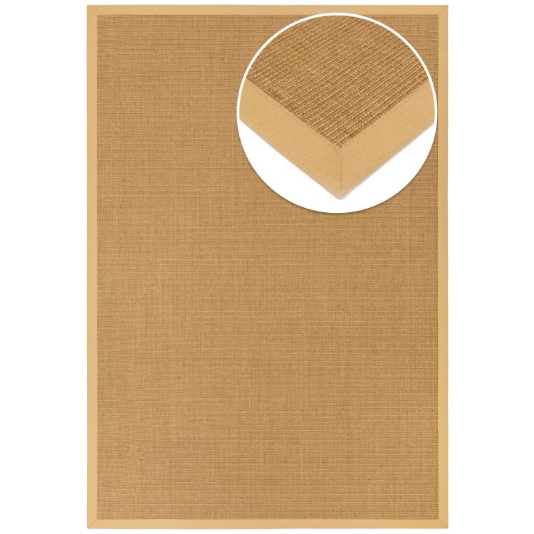 Purstoff cashewbeige mit Baumwollbordüre rund