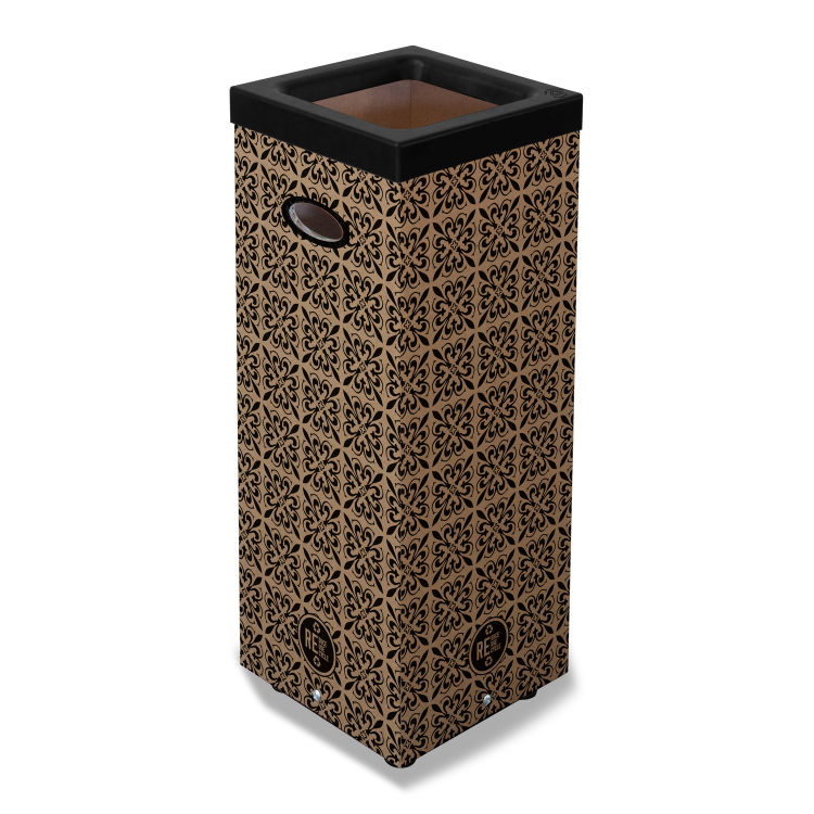 Stil Casa Kartonbehälter, 28x28xh.70 cm, G1-Grafikdruck, Kunststoffdeckel, farbiger Aufklebersatz, Metallboden, 60 Liter.