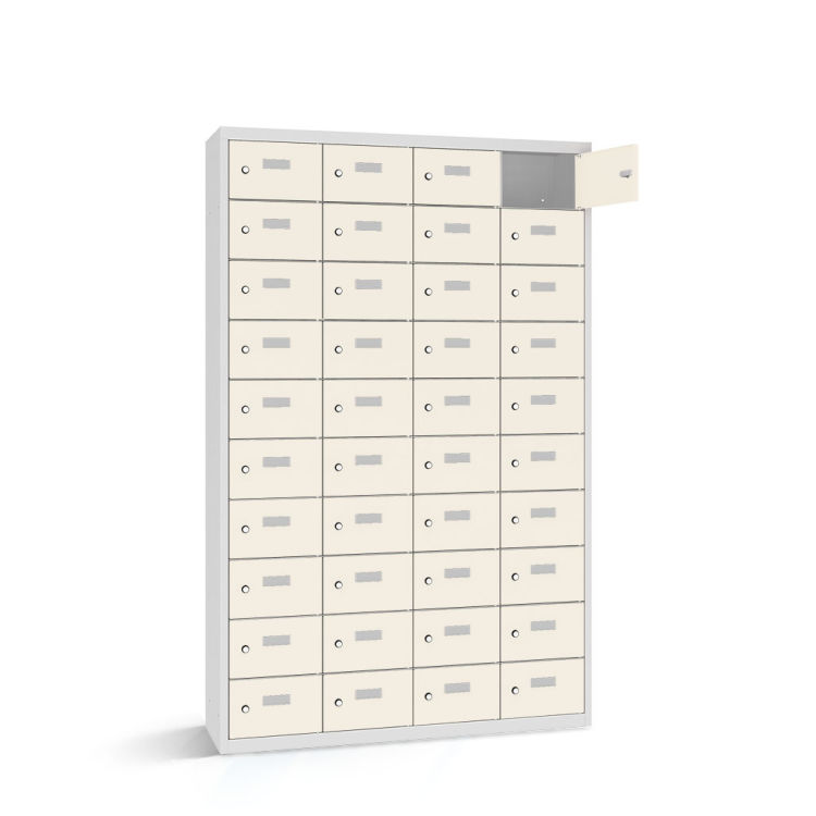 Wertfachschrank 40 Fächer mit lichtgrauem Korpus