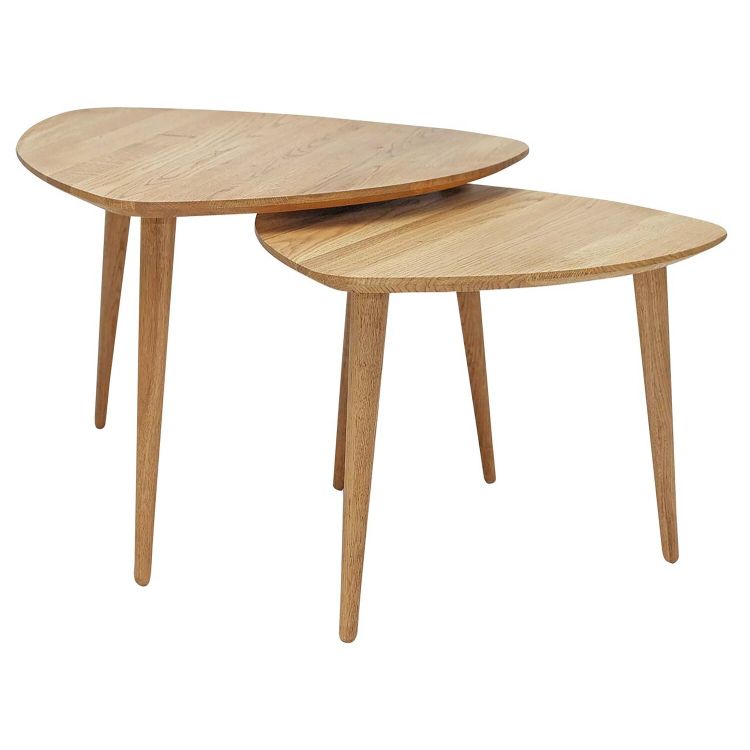 2er-Set Beistelltisch 'Nico', Wildeiche