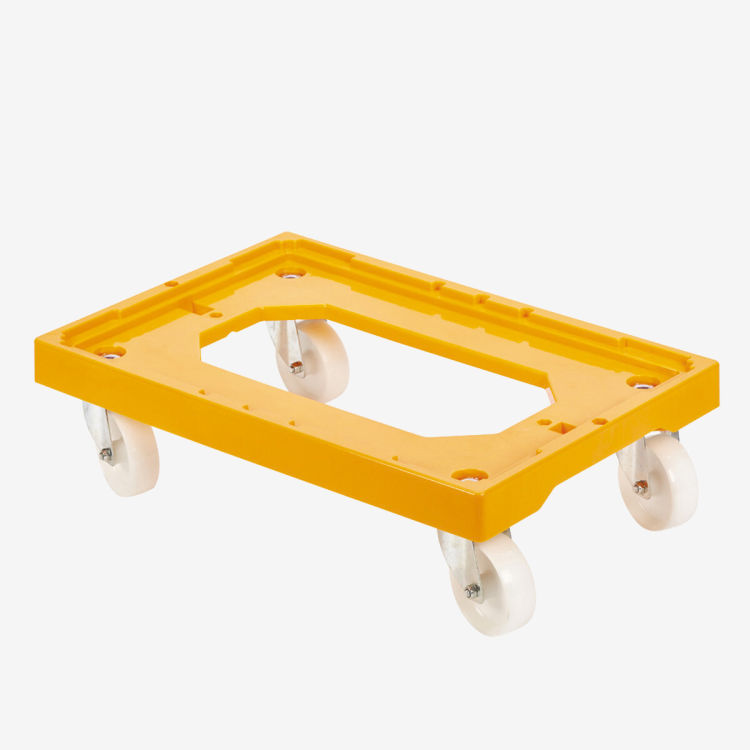 Socle rouleur 4 roulettes pivotantes et chape acier