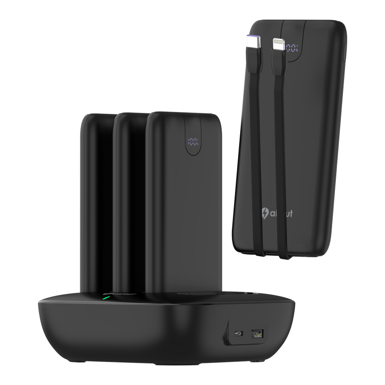 Powerbank-Station FLEXIBLE DOCK 4 mit Handy-Ladekabel
