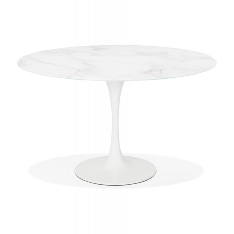 Tisch SHADOW mit runder Glasplatte und Marmoreffekt