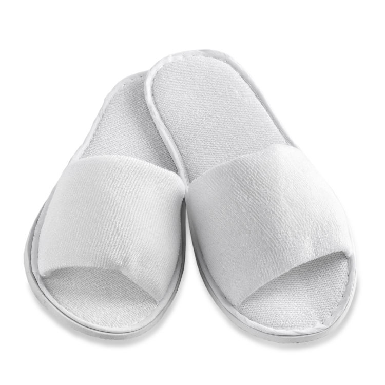 Frottier-Hotelslipper, vorne offen, weiß