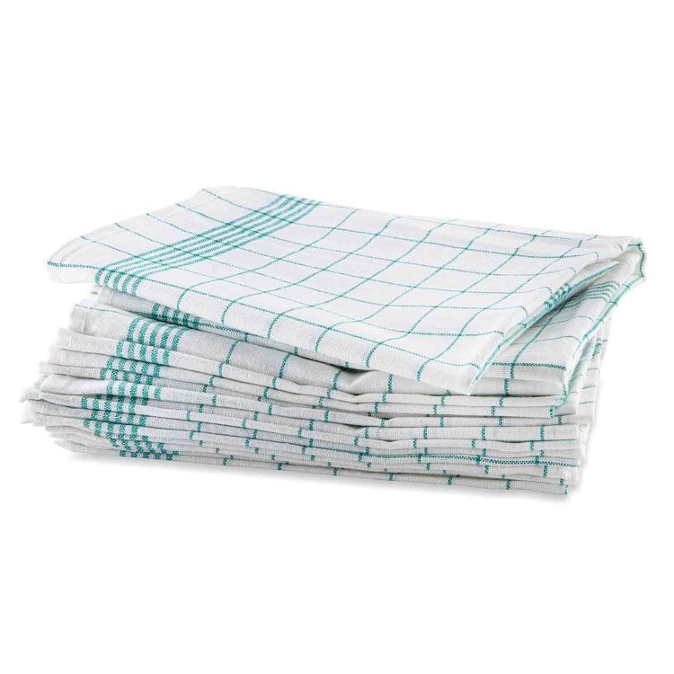 Geschirrtücher grün-weiss-kariert 50/70 cm, aus Halbleinen