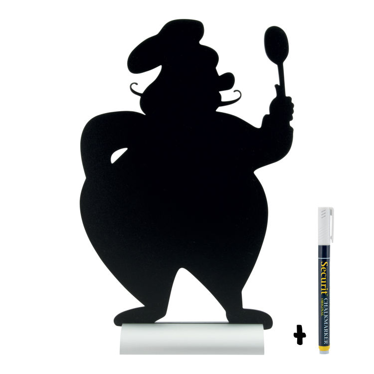 Tischtafeltafel - Silhouette Koch - Aluminiumfuß - Kreidestift inklusive