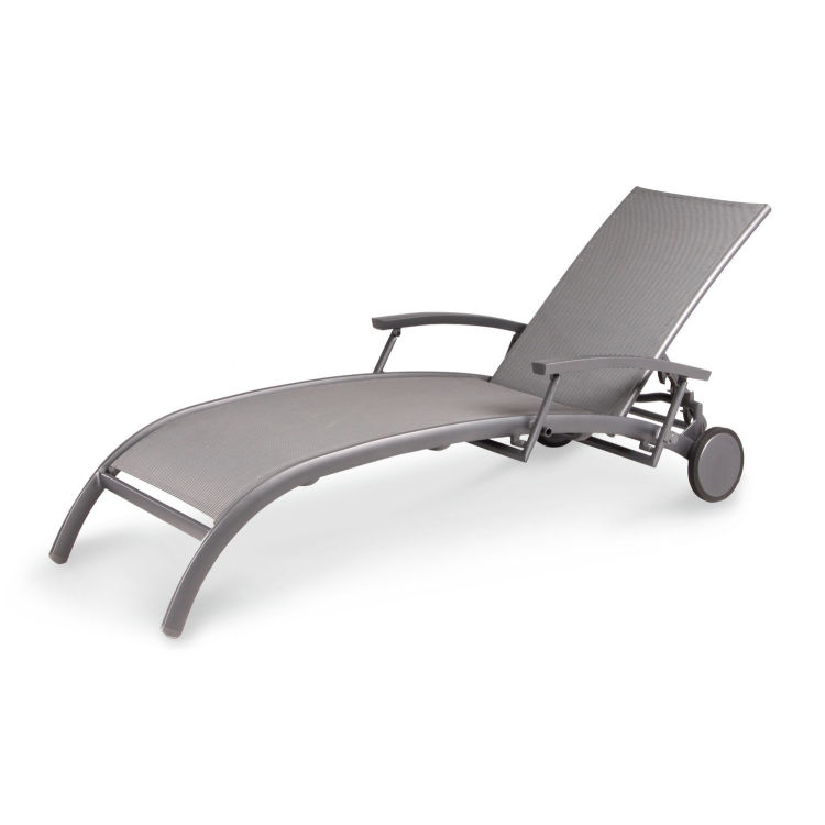Chaise longue à roulettes Larino, avec accoudoirs, Ergotex
