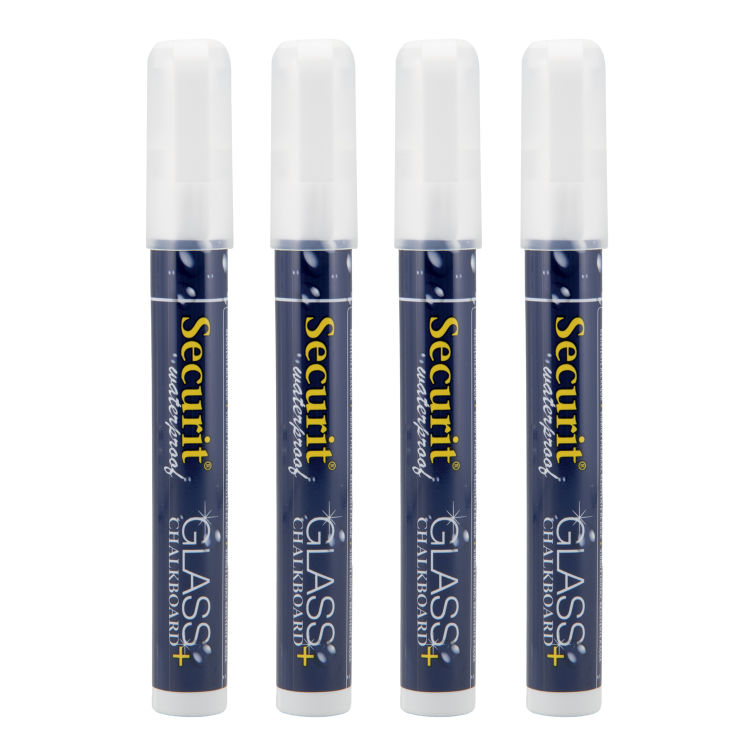 4er-Set Flüssigkreidestifte Waterproof Keilspitze 2-6mm