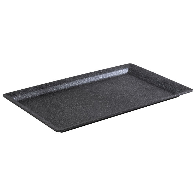 GN 1/1 Tablett -FROSTFIRE- 53 x 32,5 cm, H: 3 cm Aluminium, schwarz / silber antihaftbeschichtet
