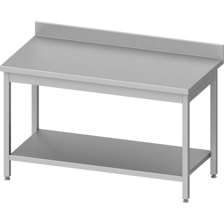 Table de travail en inox ECO avec dosseret et étagère