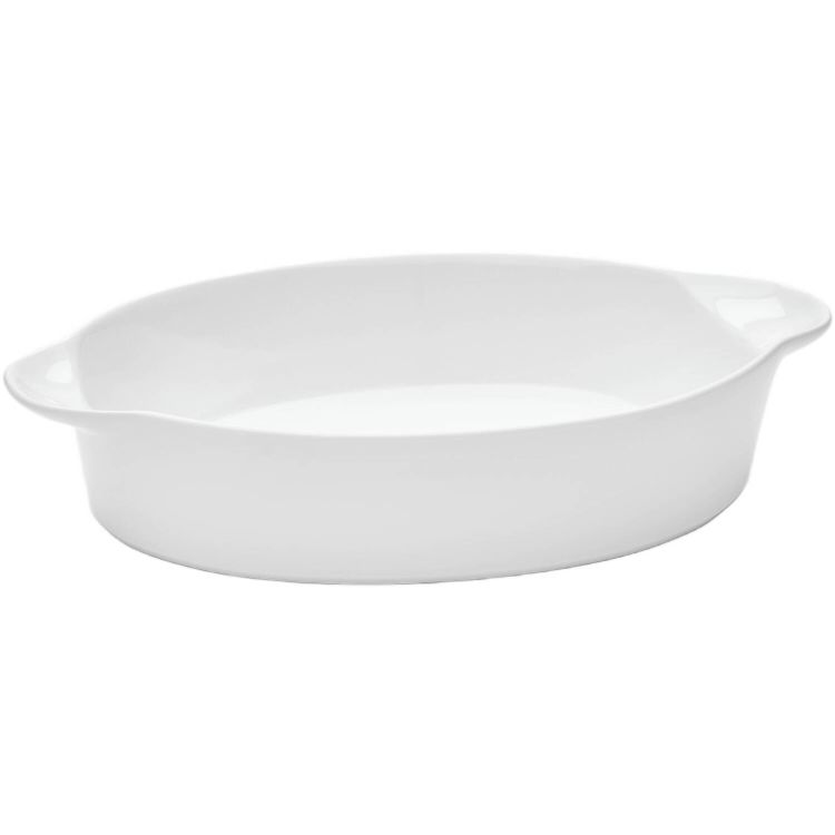 Auflaufform weiß, glänzend, oval, Porzellan