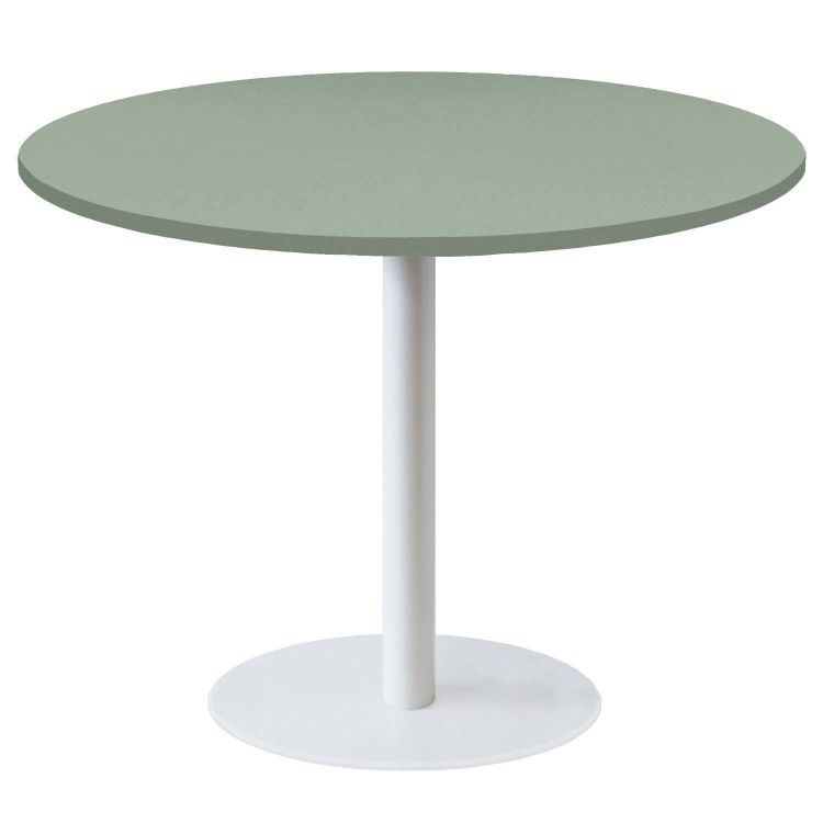 Table Rome XL ronde pied blanc - décors unis