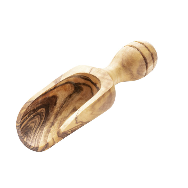 Schaufel -OLIVE- Länge: 13,5 cm Olivenholz (Jedes Teil ist ein Unikat. Farbe und Maserung kann abweichen.)