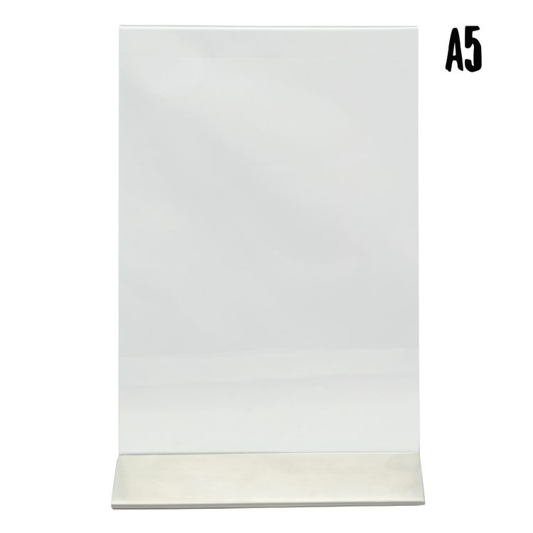 Transparenter Plakathalter A5 - Vertikal - Acryl - Edelstahlfuß - Doppelseitig