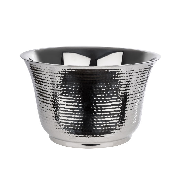 Flaschenkühler Ø 33 cm, H: 20 cm, 8 Liter Edelstahl außen Hammerschlag Optik innen poliert doppelwandig