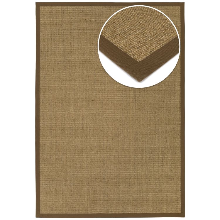 Purstoff pecanbraun mit Baumwollbordüre rund