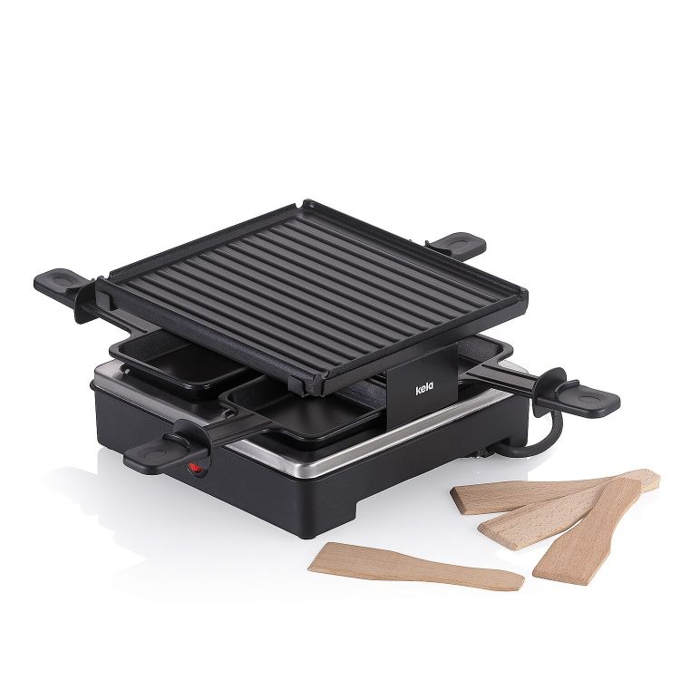 Raclette GENEVA Grillplatte Aluguss für 4 Personen schwarz antihaft 600W