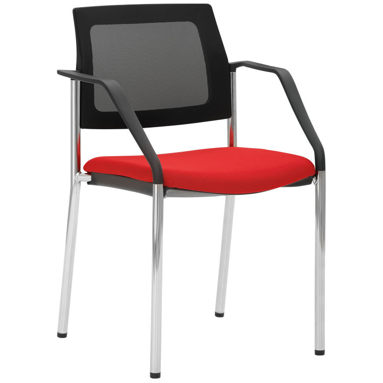Stapel-/Konferenzstuhl 2519 (2 Stück Packung), Polyester-Stoff, 4-Fuß-Gestell mit Armlehnen