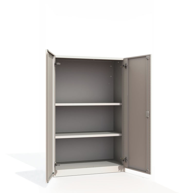 Büroschrank Premium 3 Fächer Flügeltüren mit signalweißem Korpus