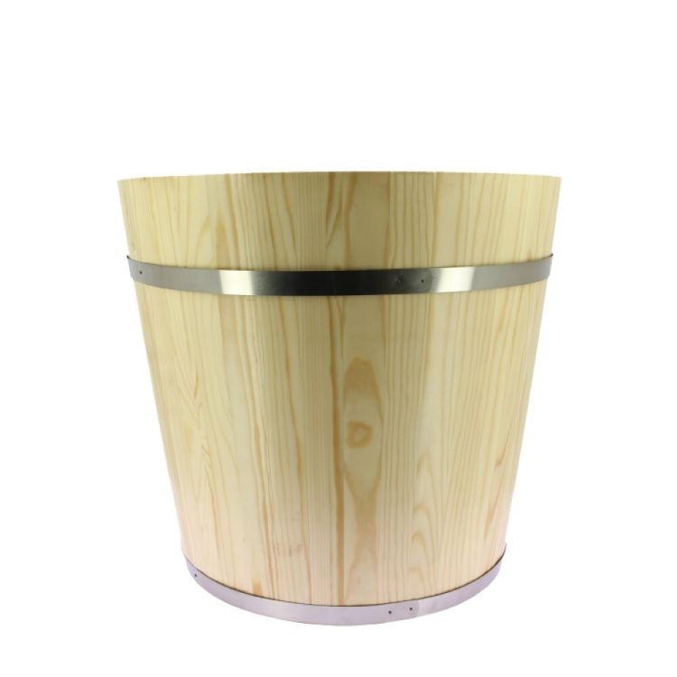 Fustel Vasque Pin Naturel Vernis Cerclage Metal+ Faux Fond Ø 45X40 Fsc