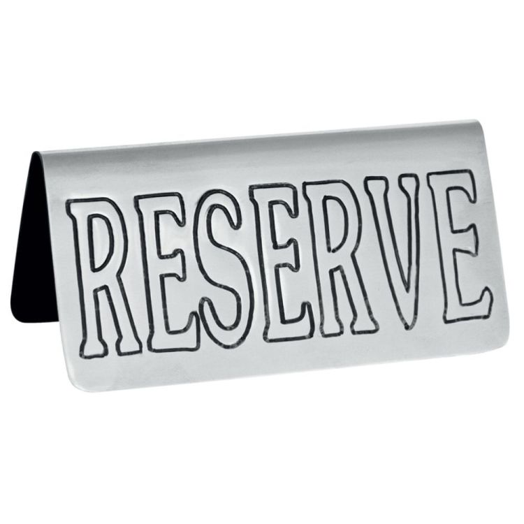 Lot de 6 chevalets de table en inox avec inscription "RESERVE"