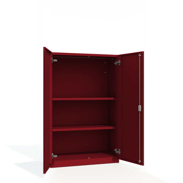 Büroschrank Premium 3 Fächer Flügeltüren mit rubinrotem Korpus
