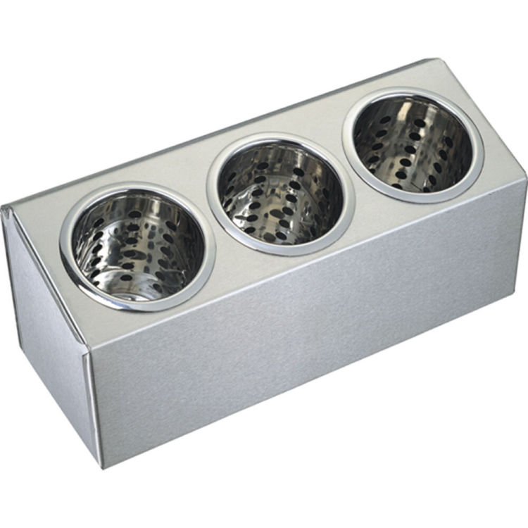 Support pour 3 porte-couverts perforés en inox