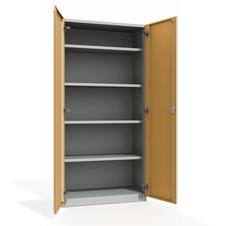 Büroschrank Premium 5 Fächer Flügeltüren mit lichtgrauem Korpus