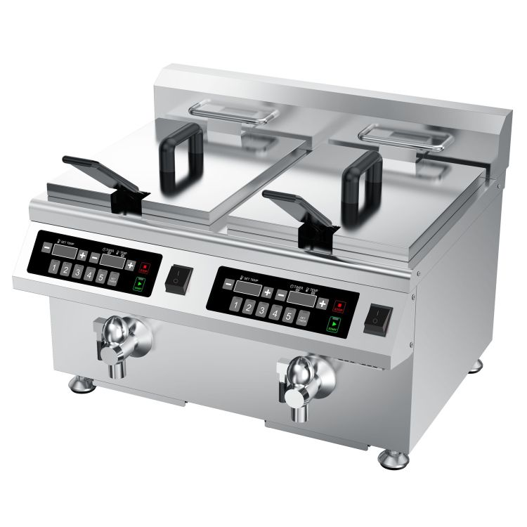 Induktions-Doppel-Fritteuse, 2x8 Liter, 518x490x418 (BxTxH), 2x3.5 kW