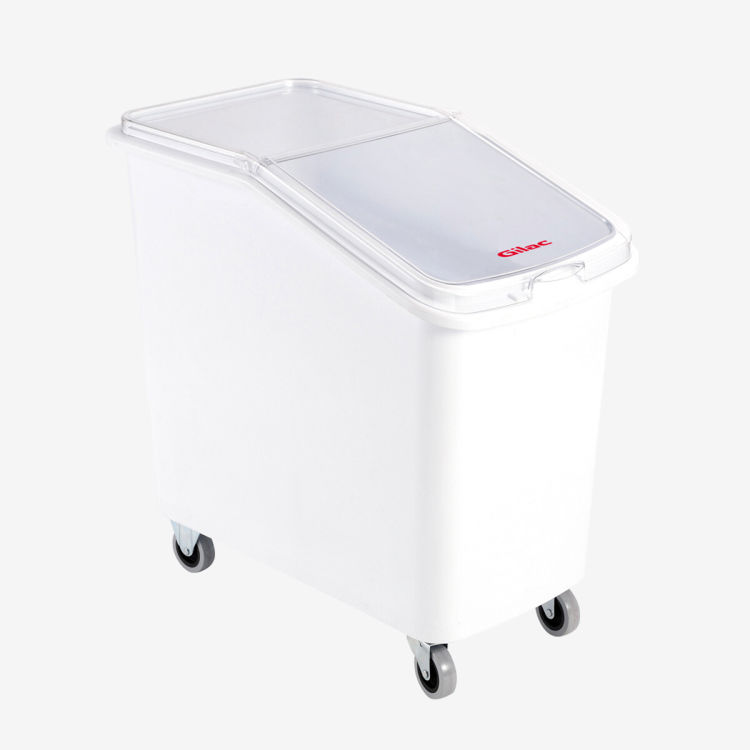 Bac à ingrédients 100 L avec couvercle, 4 roulettes et chape inox