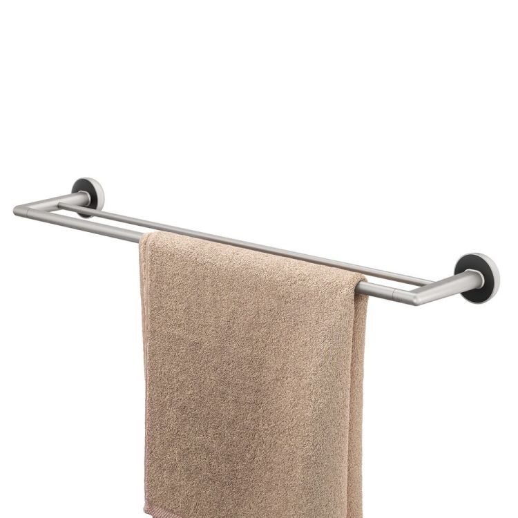 Porte-serviette double Cooper inox brossé/noir