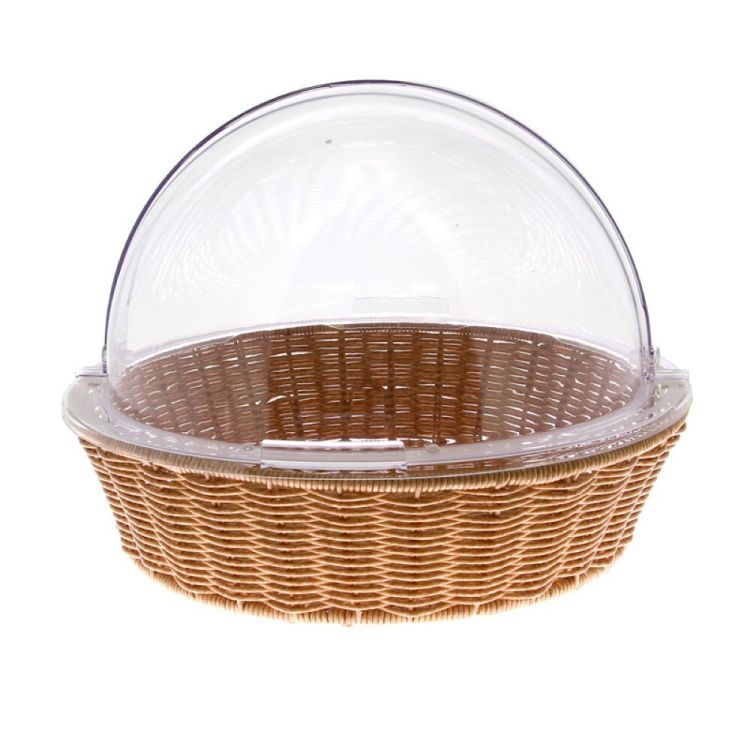 Manne ronde rustica poly rotin miel+cloche plexi glass ø 40x10