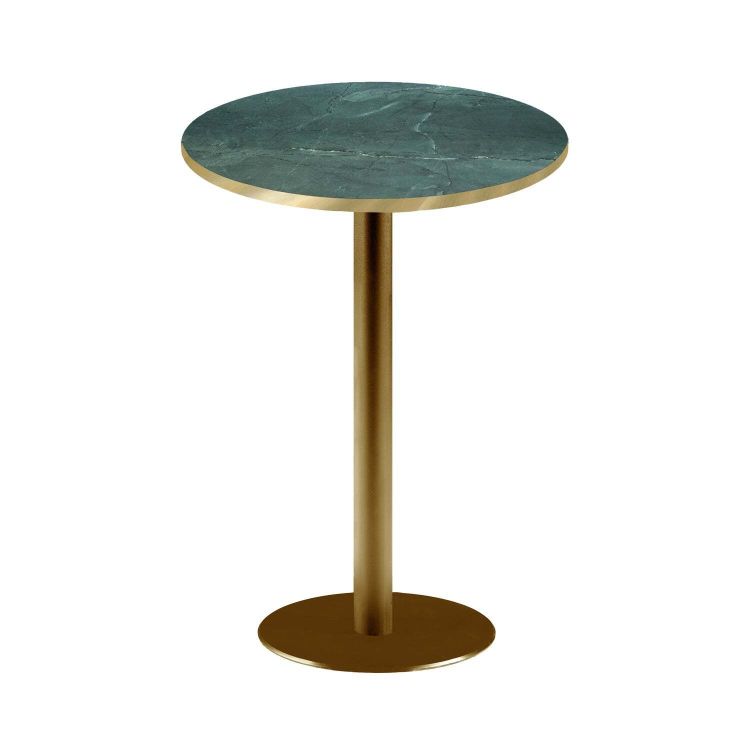 Tavolo alto Roma rotondo base dorato - laminato pietra & canti ottone