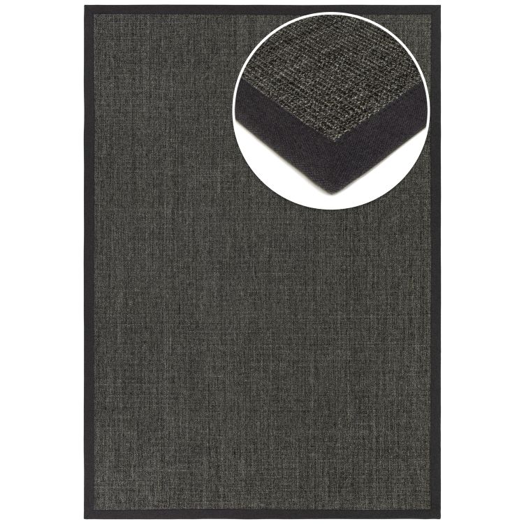 Purstoff belugagrau mit Baumwollbordüre rund