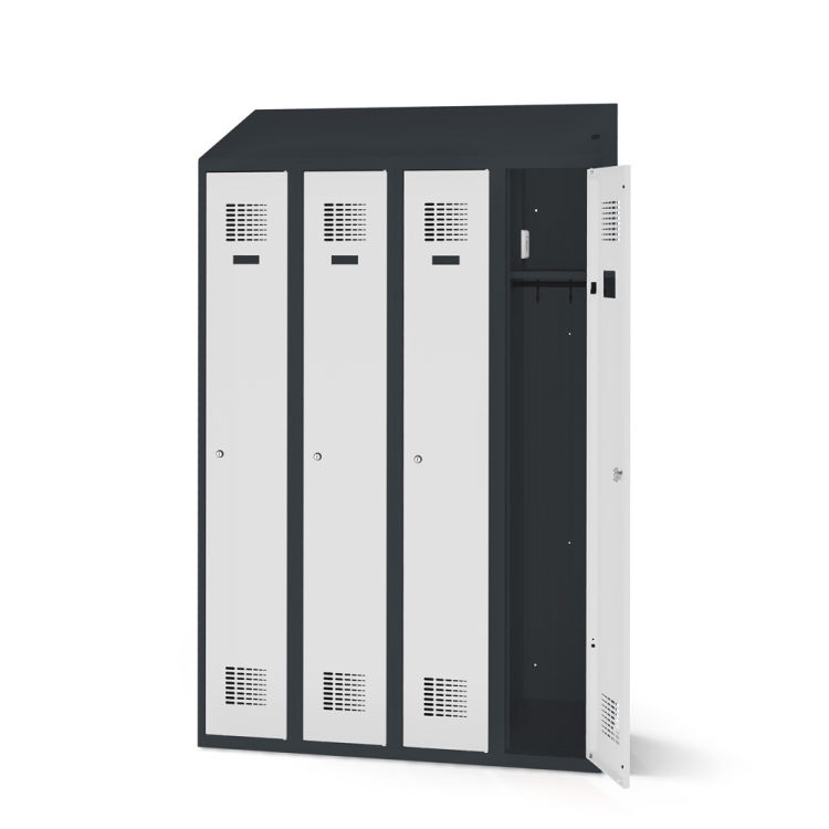 Kleiderspind mit Ladefunktion 4 Türen mit anthrazitgrauem Korpus