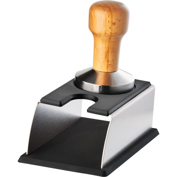 Station de tamper, acier inoxydable et silicone, pour tamper jusqu'à Ø 58 mm