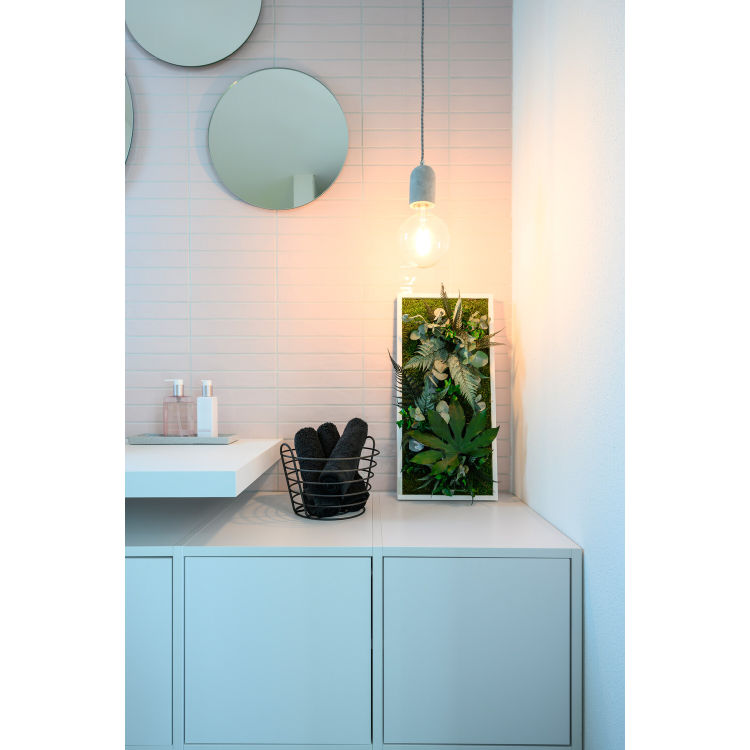 Pflanzenbild im Dschungeldesign 57x27cm Vollholz (weiß)