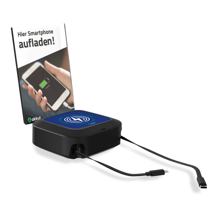 Tischladestation DESKTOP Qi mit Handy-Ladekabel und Wireless Charging