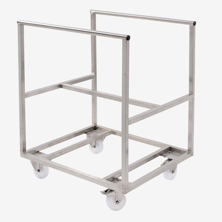 Chariot inox pour bac grand volume semi-cylindrique 170 L