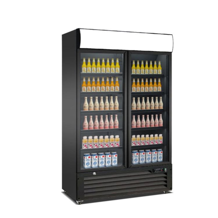 Getränkeühlschrank mit Display und 2 Flügeltüren 750 Liter 1120x610x1975 mm schwarz