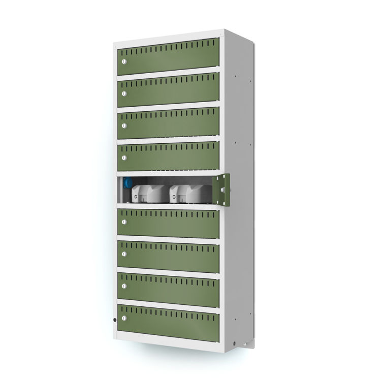 Akku-Ladeschrank Wandmontage 9 Fächer mit lichtgrauem Korpus