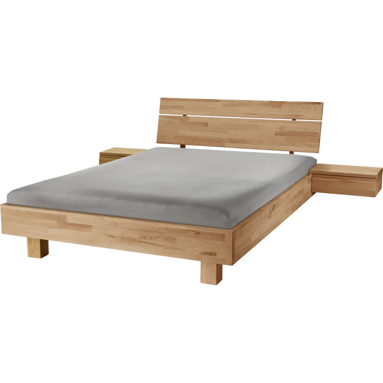 Massivholzbett 'Dolle' mit Holzfüßen und Kopfteil, Kernbuche