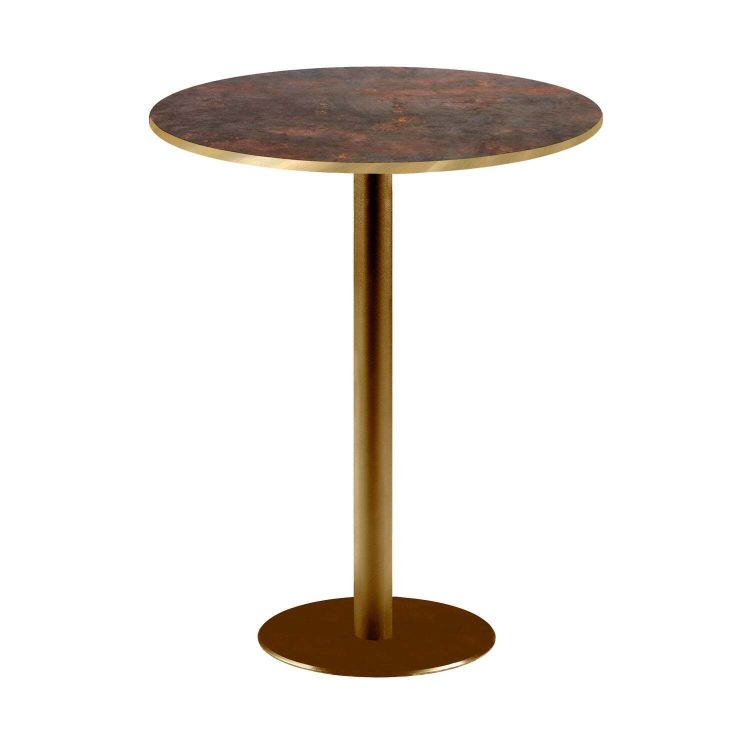Tavolo alto Rome rotondo base dorato - bordi color ottone