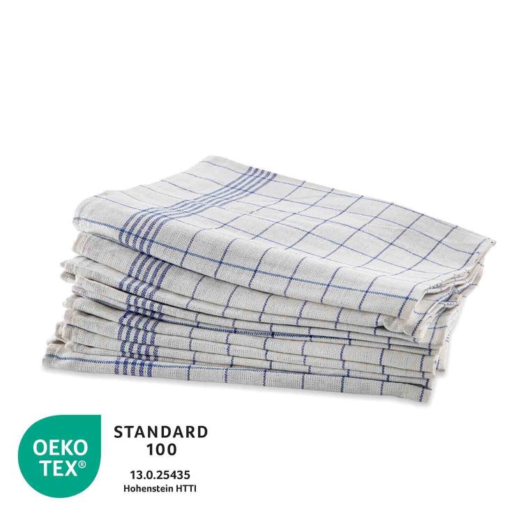 Geschirrtücher blau-weiss-kariert 50/70 cm, aus Halbleinen
