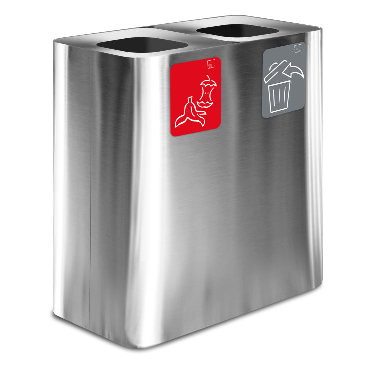 Stil Casa PURE Abfallsammelsystem, Edelstahl, Aluminium-Verbundabdeckung, satiniert.