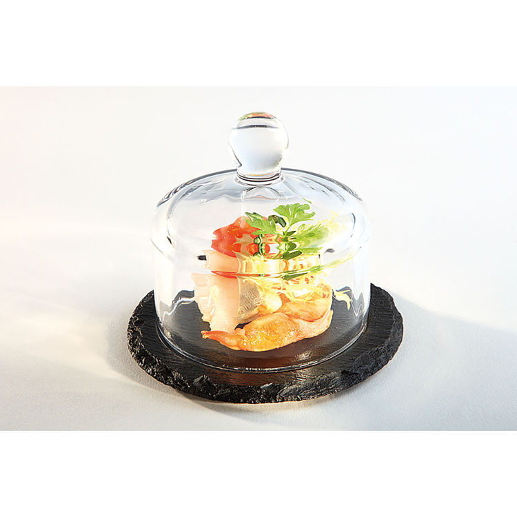 Naturschieferplatte rund rund mit passender Cloche