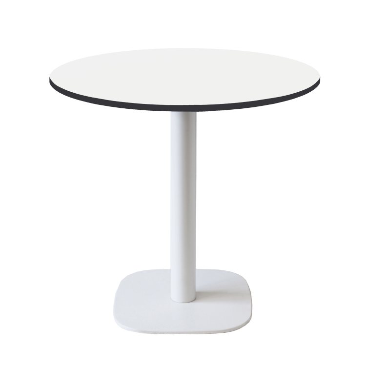 Tisch Round rund mit farbigen Kanten und weißem Gestell