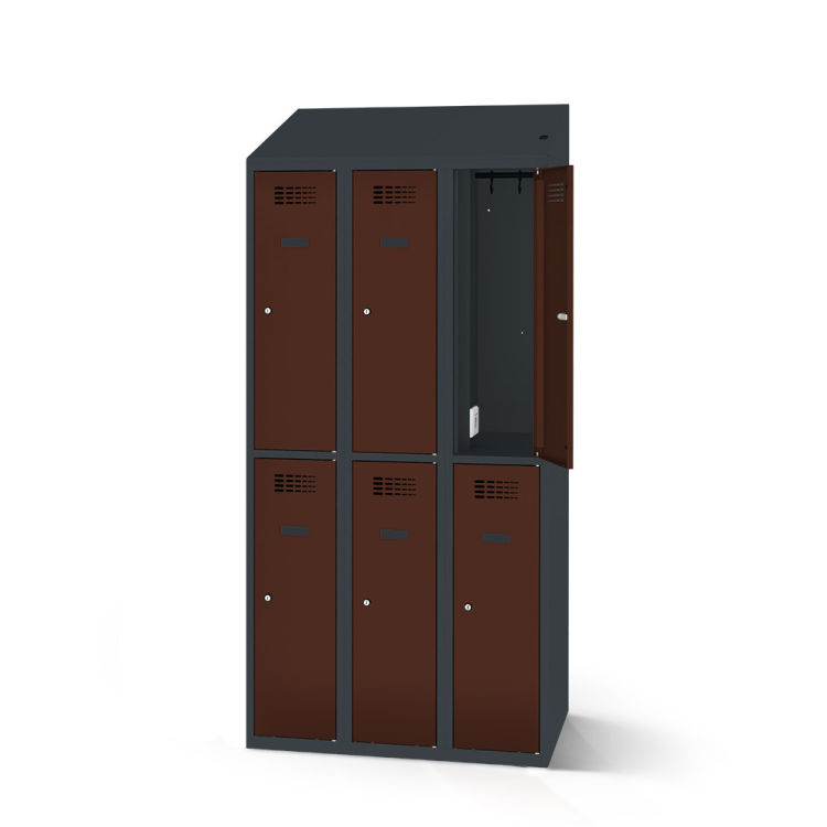 Garderobenspind mit Ladefunktion 6 Türen mit anthrazitgrauem Korpus