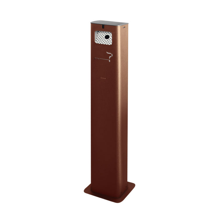 Stil Casa Standaschenbecher, Stahl lackiert, 17,5x10,5xh. 34 cm, Innenbehälter, Bodenbefestigung, abschließbar, Corten.